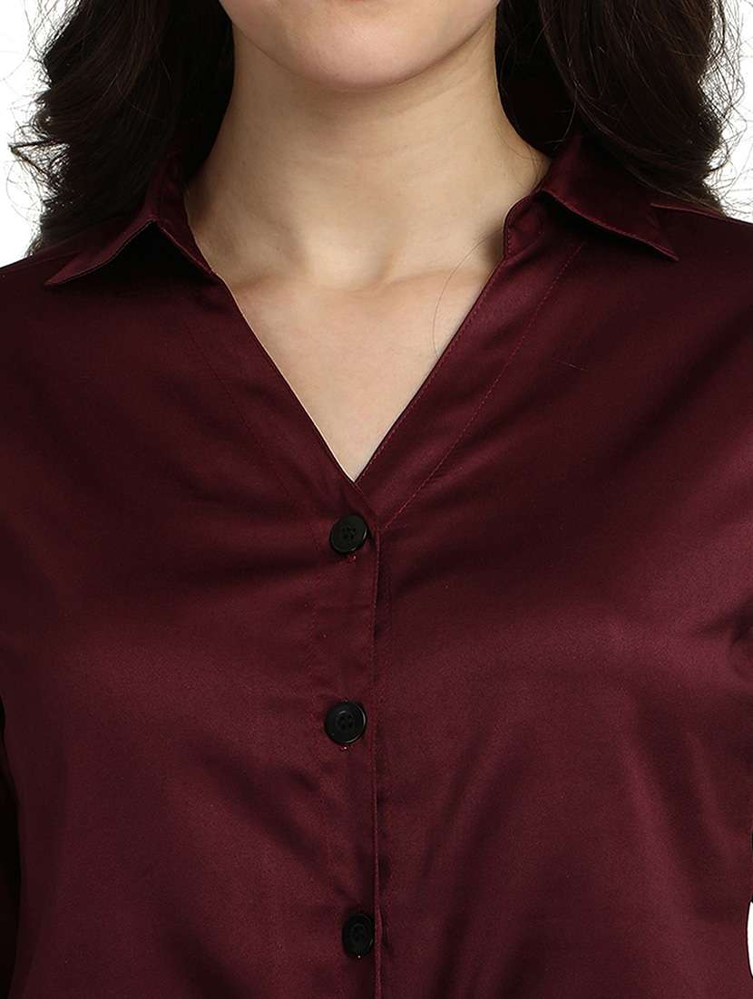 Tie Front Solid Shirt
