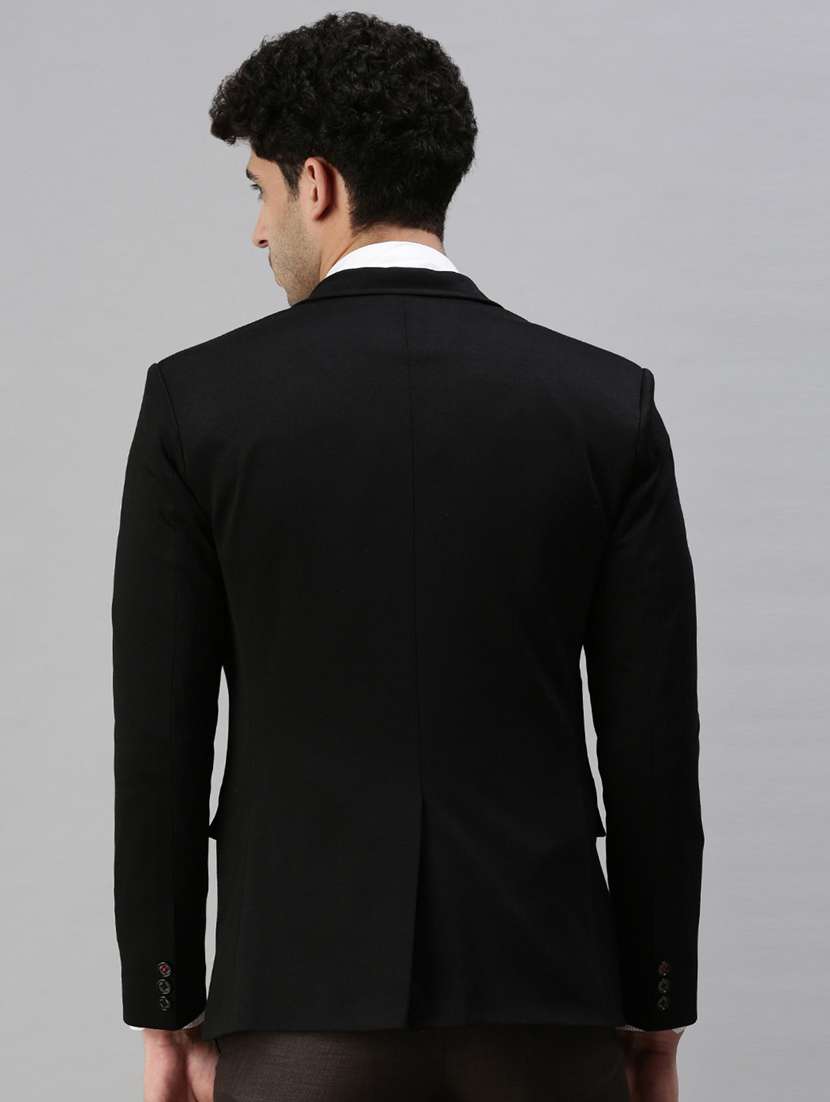 Black Solid Single Breasted Casual Blazer