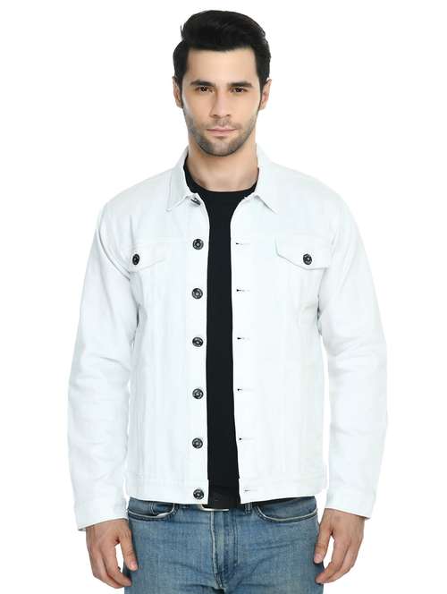 Buy denim jacket white colour for men 