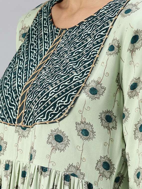 Women Floral Round Neck Kurta Sharara Set