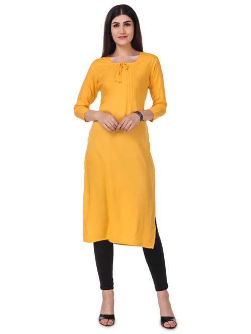 yellow plain kurti combination