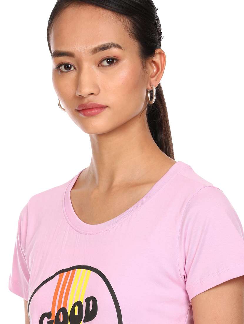 Buy online Graphic Print Cotton Tshirt from western wear for Women by