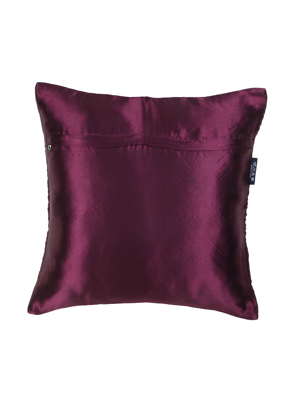 Mezposh Dazzle Purple & Silver Ogee Embellished Satin Cushion Cover (16"X16")