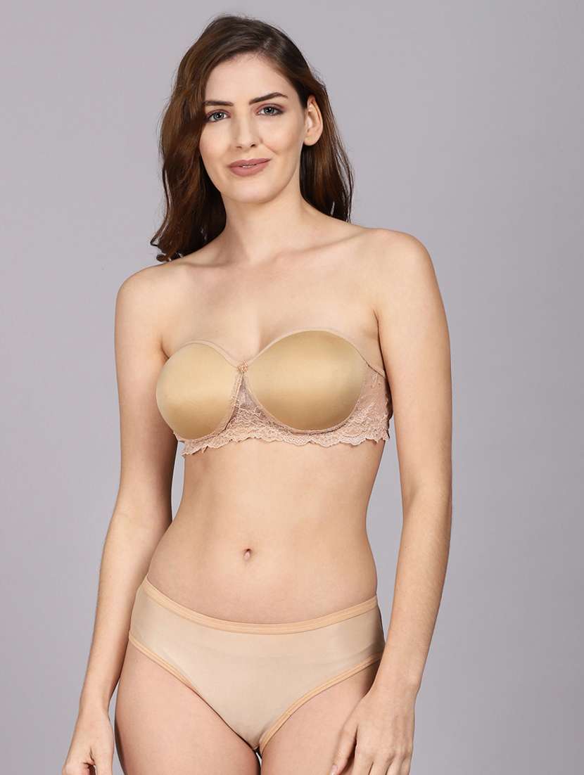 Buy online Beige Polyester Bras And Panty Set Pack Of 2 Pcs from