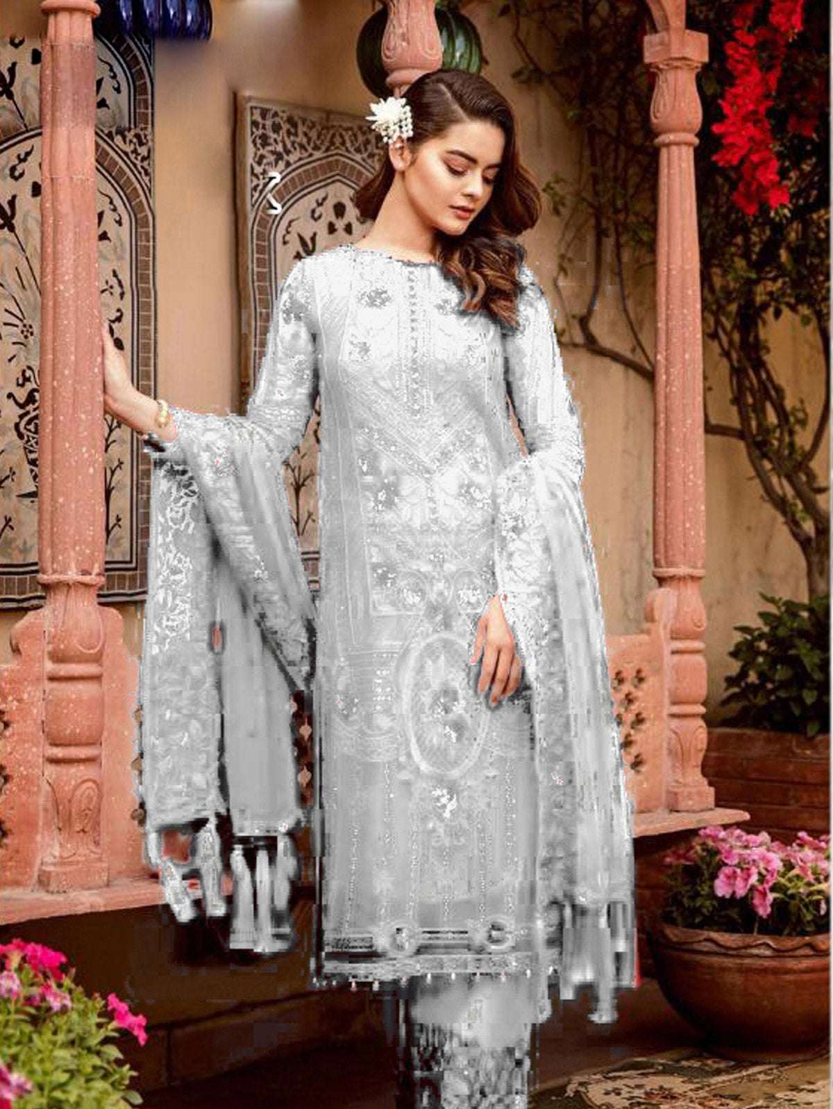 Buy online Grey Color Fabric Salwar Suit from Suits & Dress material for Women by Hoor