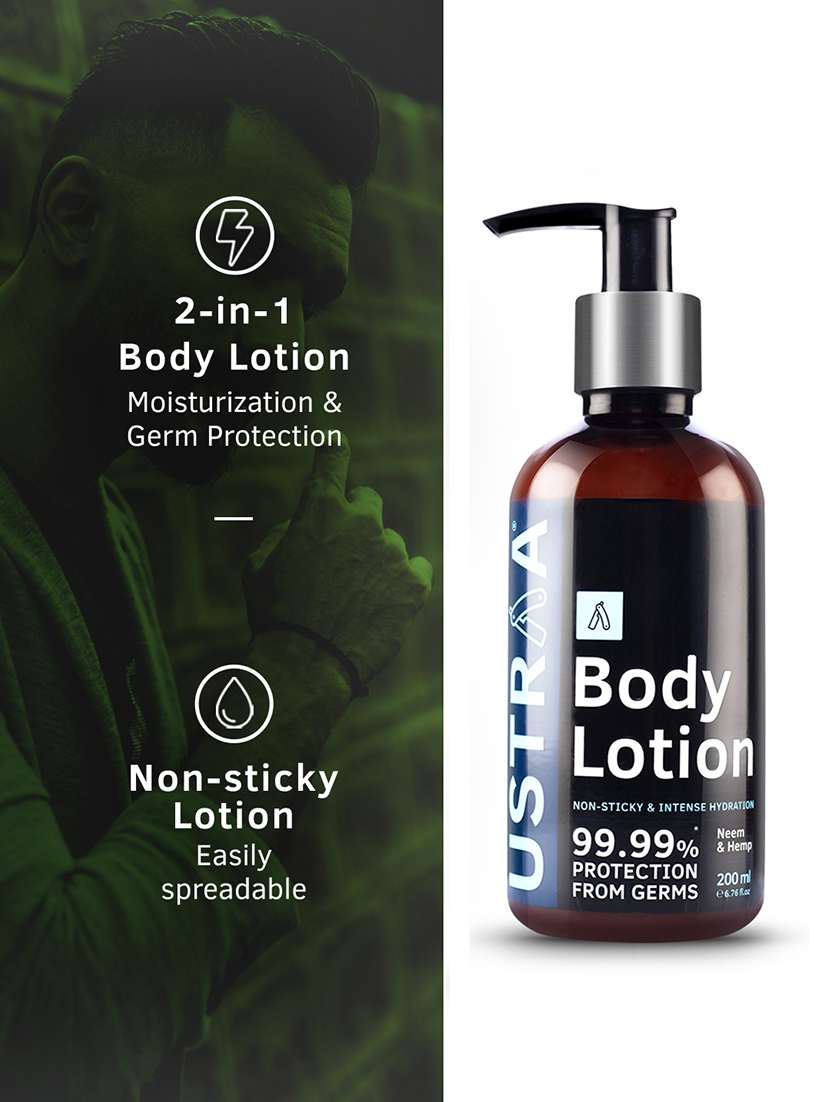 Ustraa Body Lotion Germ Free   200ml& Face Wash   Dry Skin (Mint Cool)   200g
