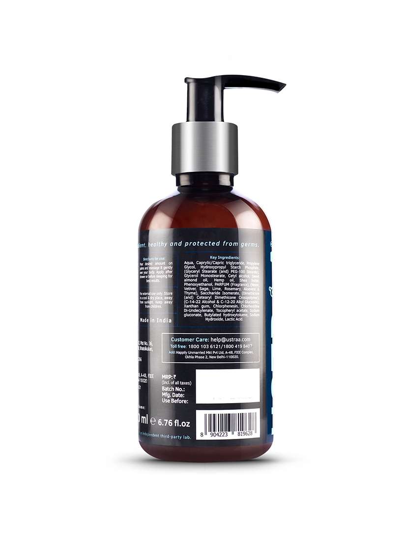 Ustraa Body Lotion Germ Free   200ml & Body Wash  Green Clay   250ml