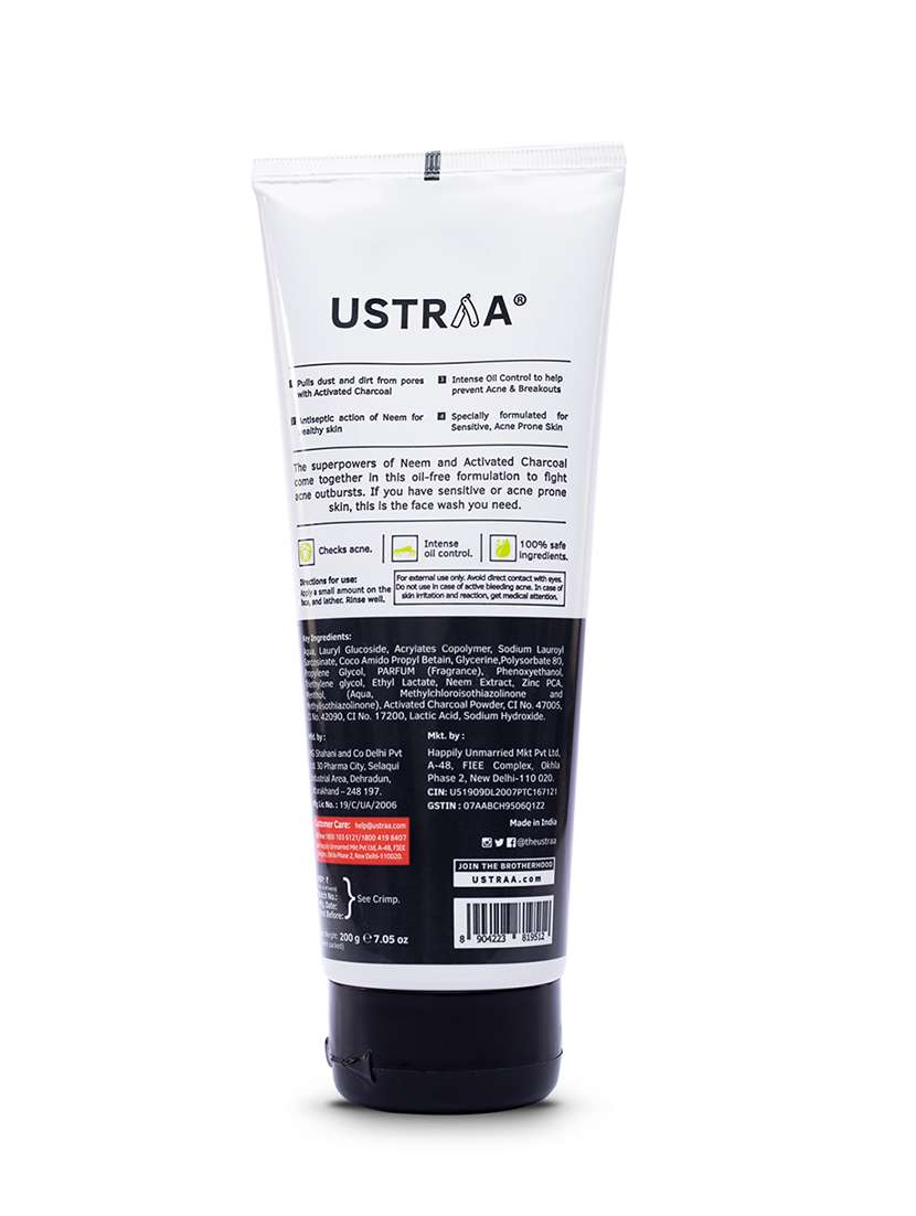 Ustraa Ayurvedic Beard Growth Oil  100ml & Face Wash Neem & Charcoal   200ml