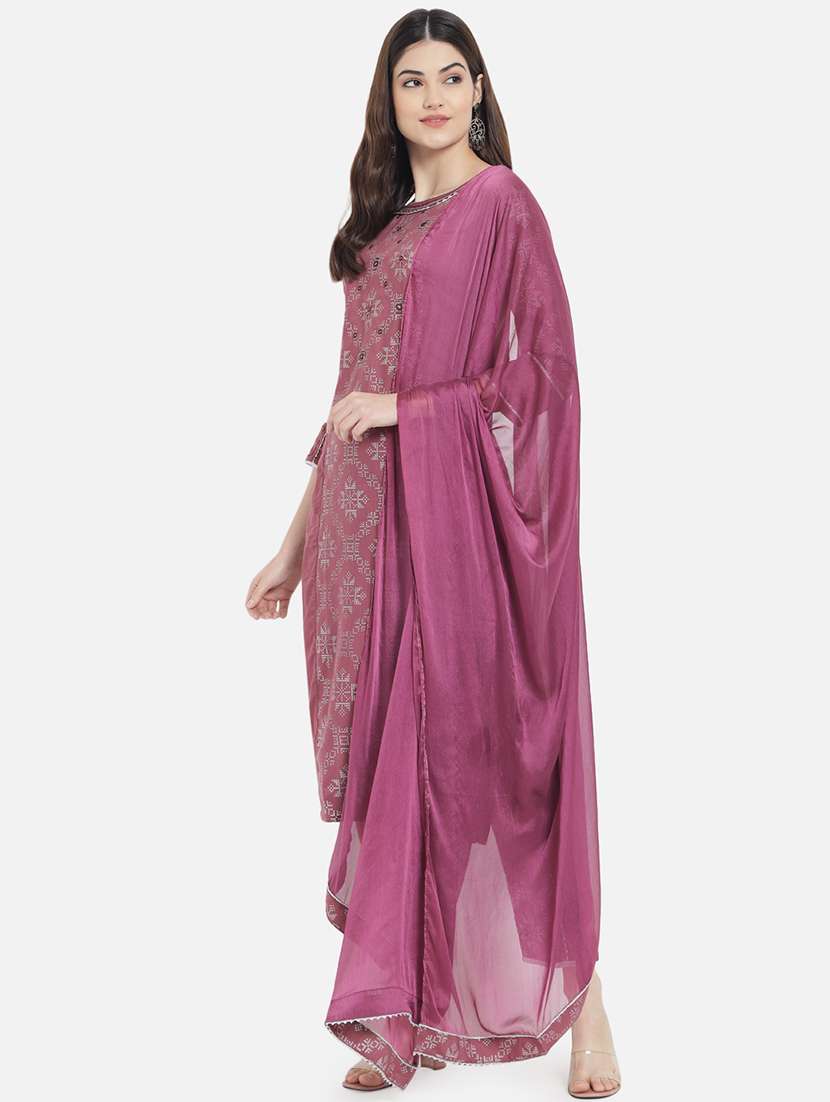 Buy online Purple Kurta Pant Set With Dupatta from ethnic wear for