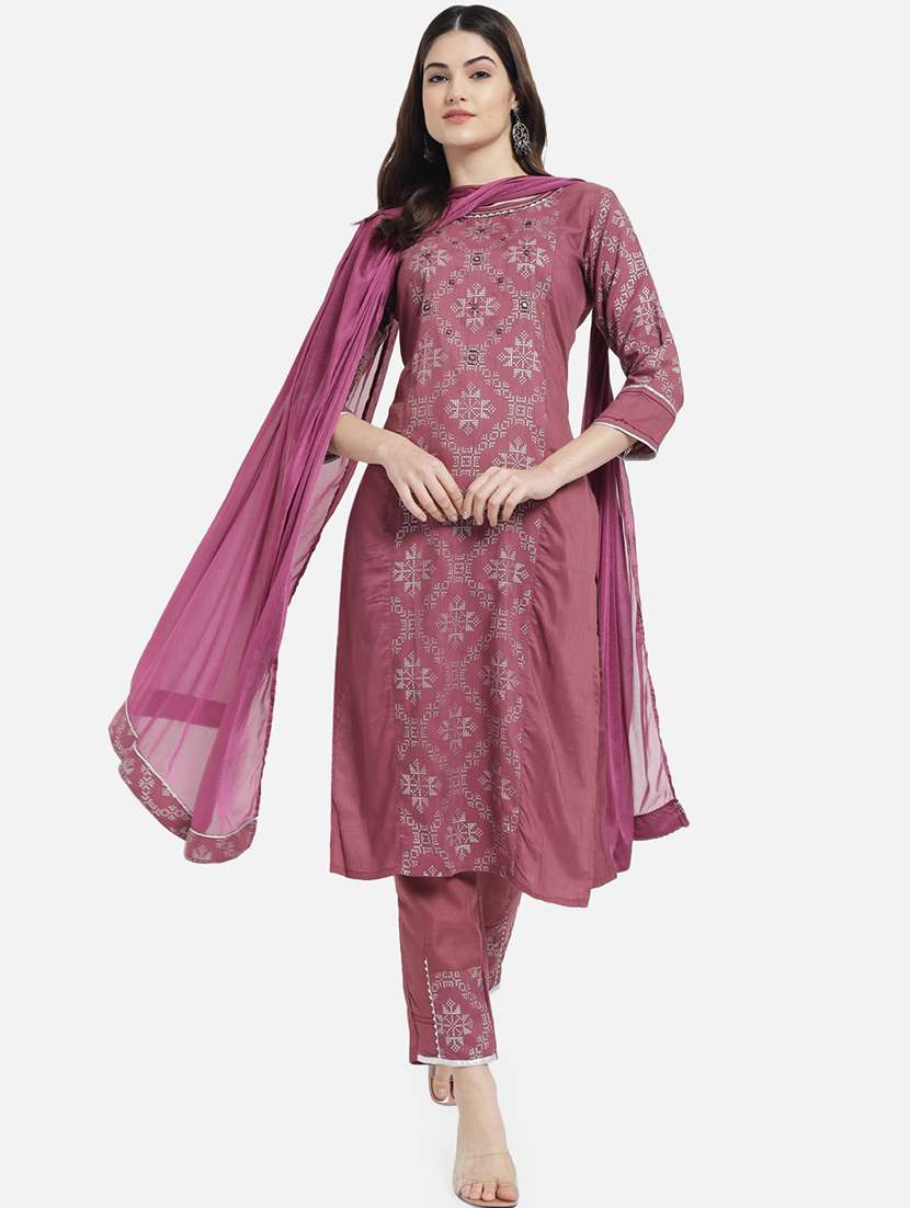 Buy online Purple Kurta Pant Set With Dupatta from ethnic wear for