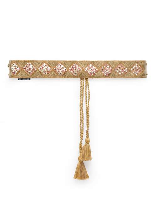 Embellished Wide Belt With Tassels