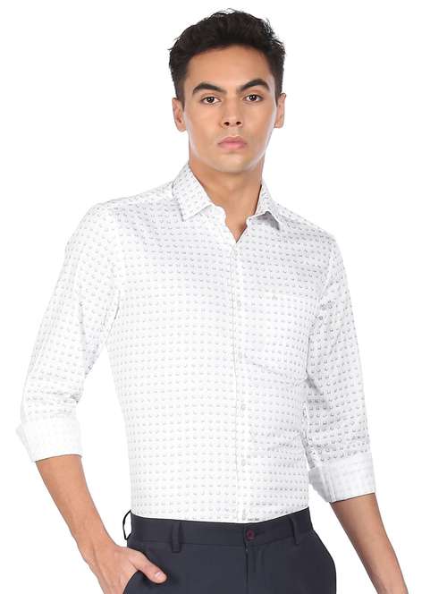 Buy online White Printed Formal Shirt 