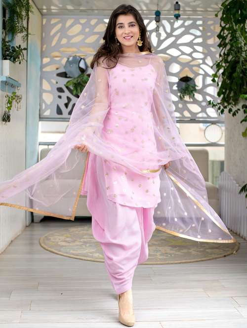 Pink Georgette Salwar Suit Semistitched 