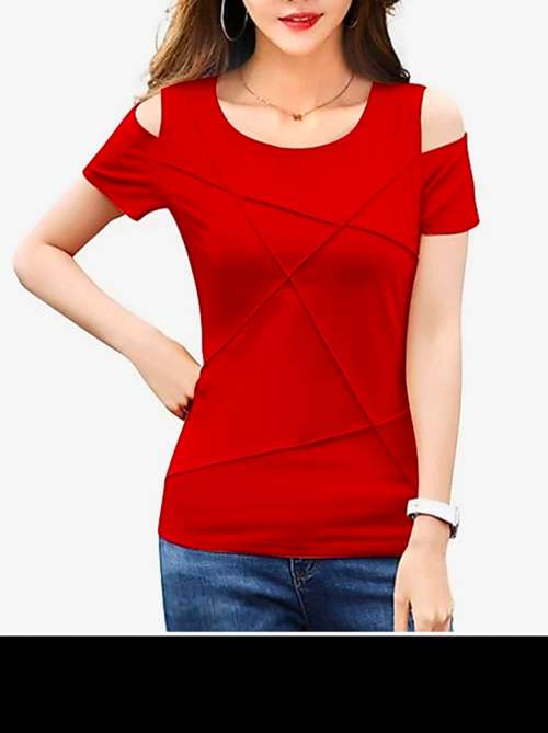 Buy online Red Cotton Sweatshirt from 