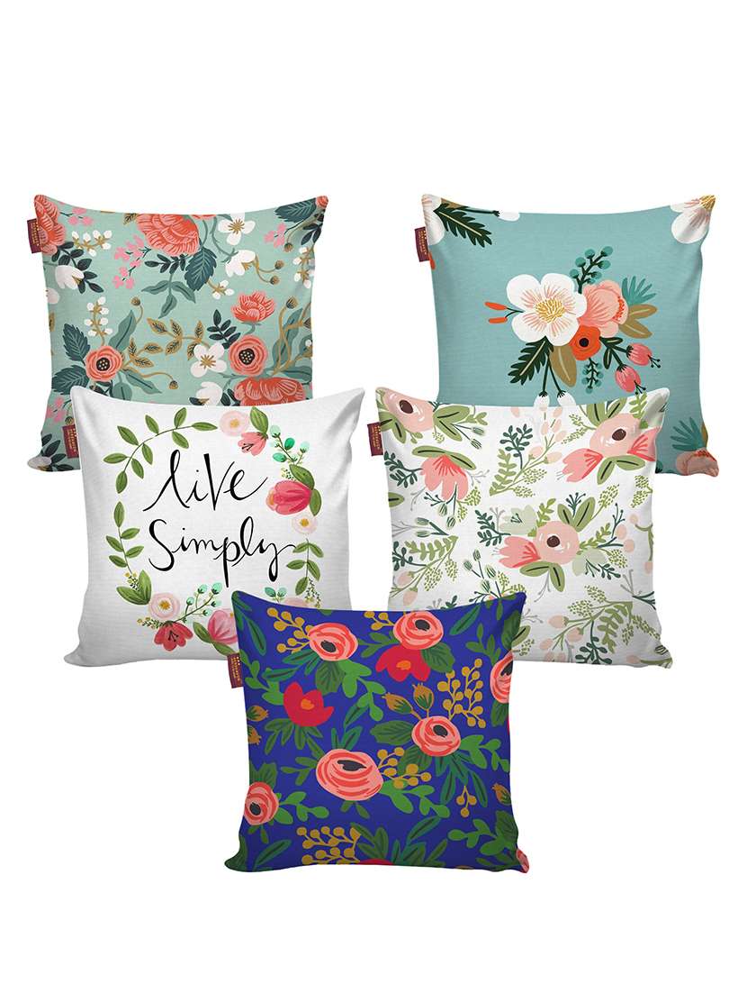 Aerohaven Set Of 5 Designer Decorative Throw Pillow/Cushion Covers   Cc141   (16 Inch X 16 Inch, Multicolour)