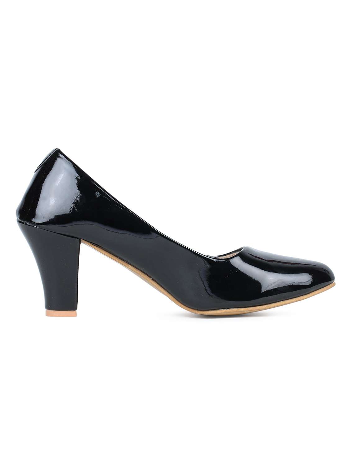 Buy online Black Patent Leather Slip On Pumps from heels for Women by