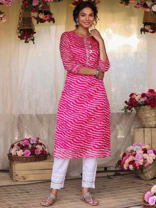 Pink Kurtas- Buy Short Silk Kurta 