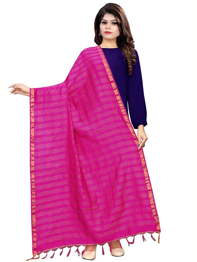 Pink Cotton Blend Dupatta