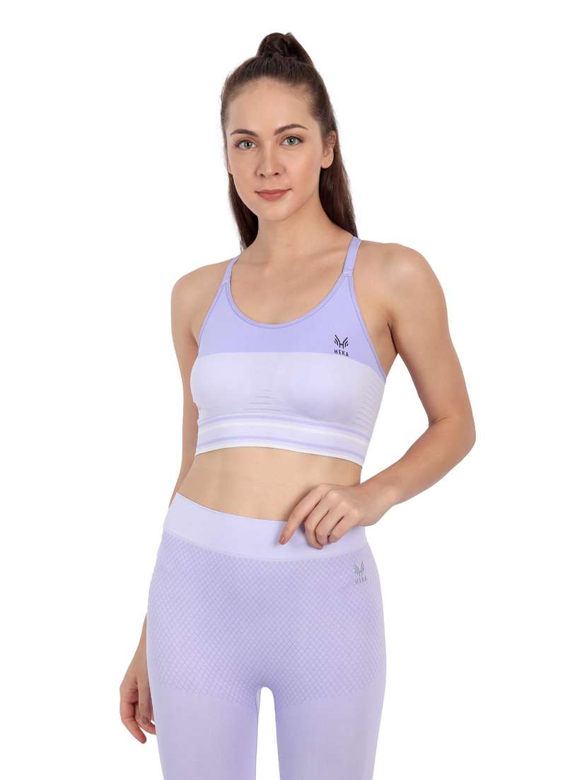 Buy online Blue Lightly Padded Sports Bra from lingerie for Women by Heka for ₹1999 at 27 off