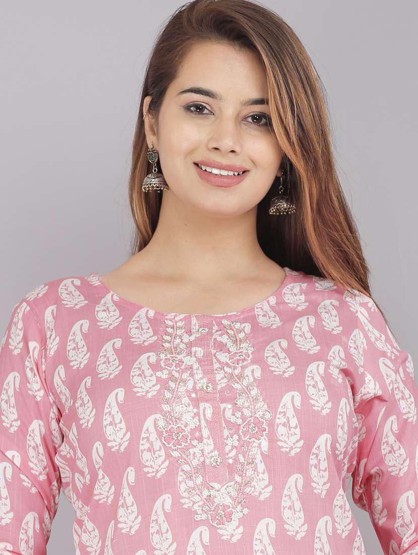 EXP - Paisley kurti - Light Pink (XS Available)