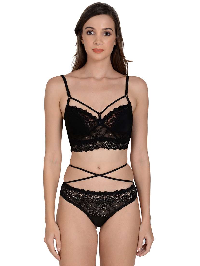Buy online Black Lace Detail Bra & Panty Set from lingerie for Women by Mod & Shy for ₹819 at 59