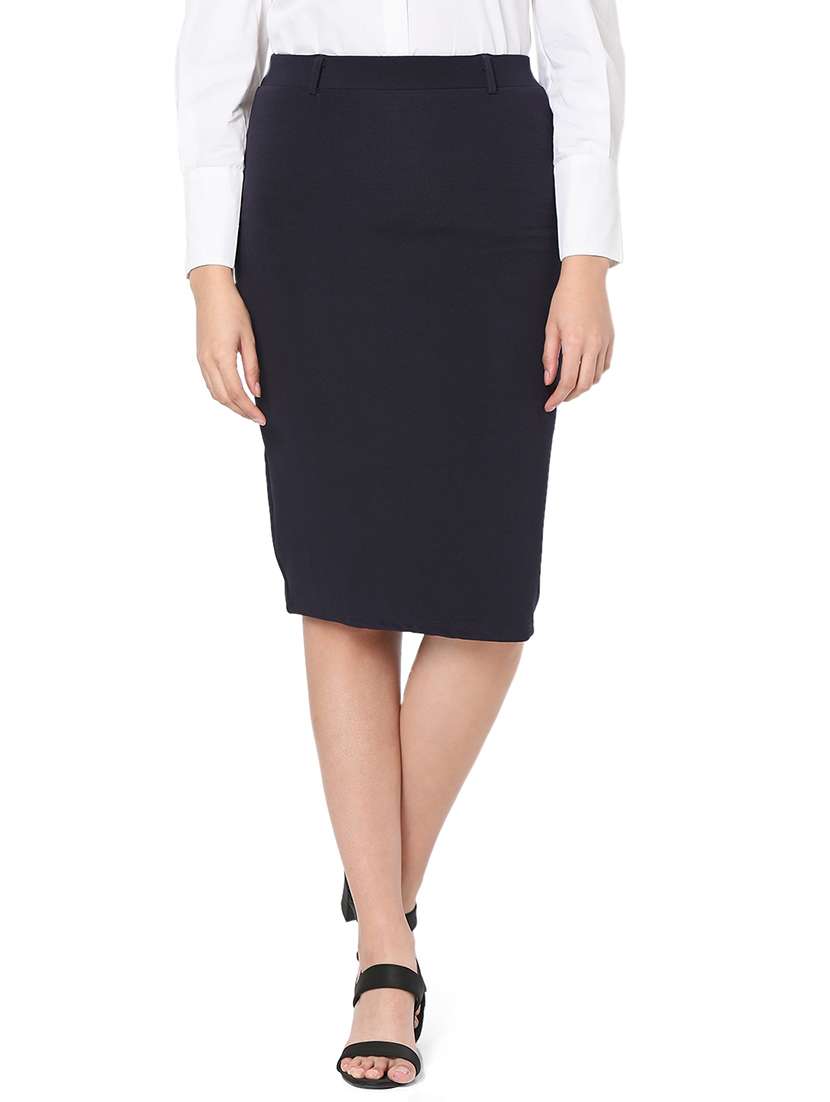 High Rise Solid Pencil Skirt