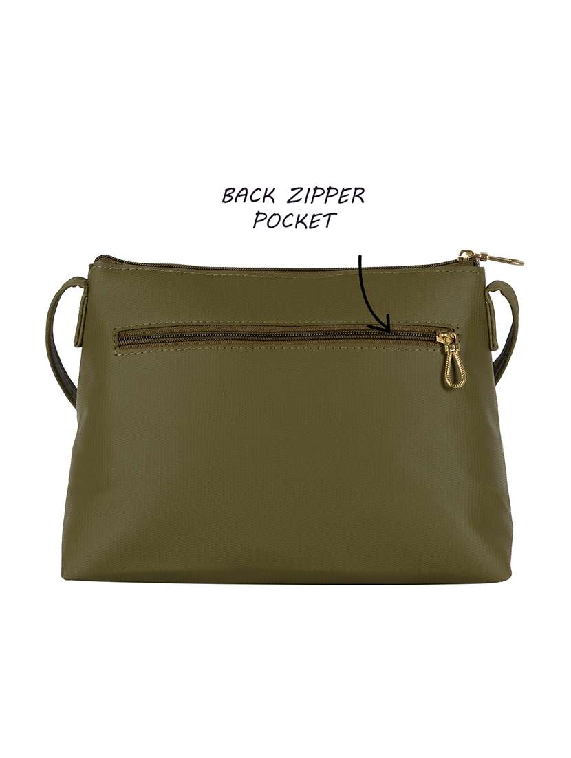 Buy online Olive Solid Regular Sling Bag from bags for Women by Enoki