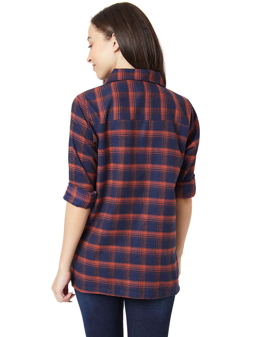 Navy Checkered Regular Shirt 