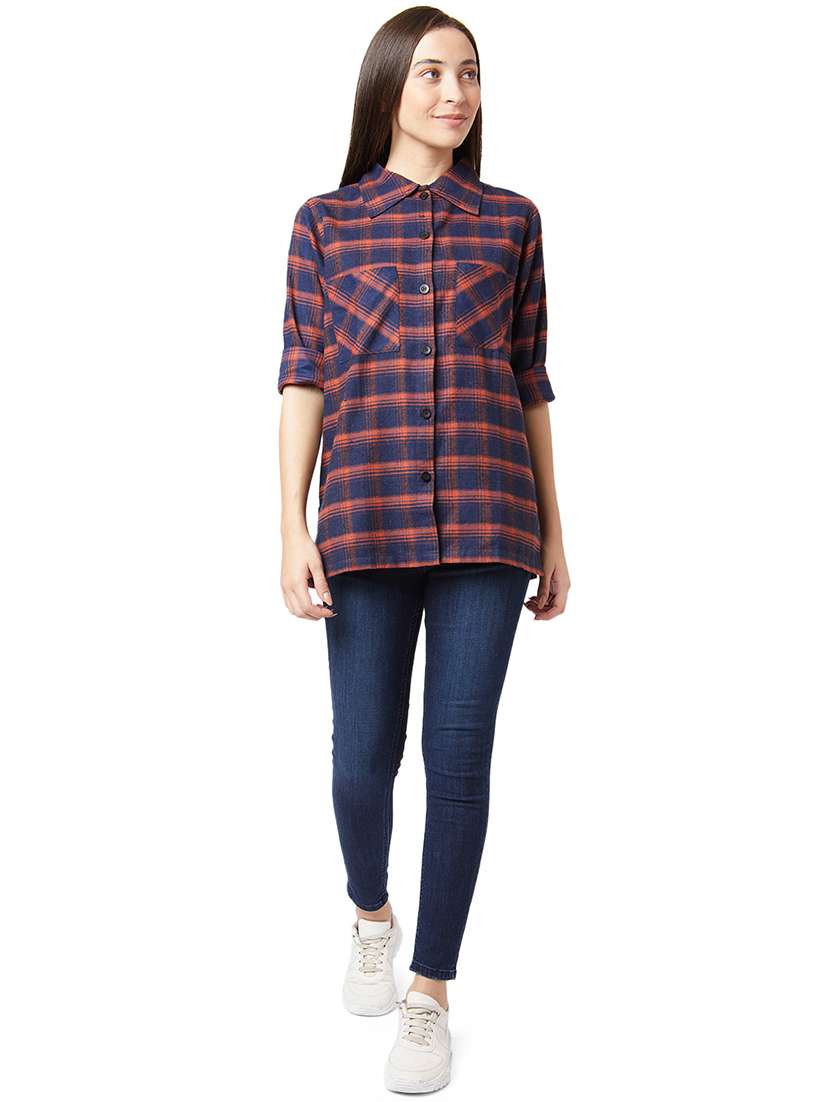 Navy Checkered Regular Shirt 
