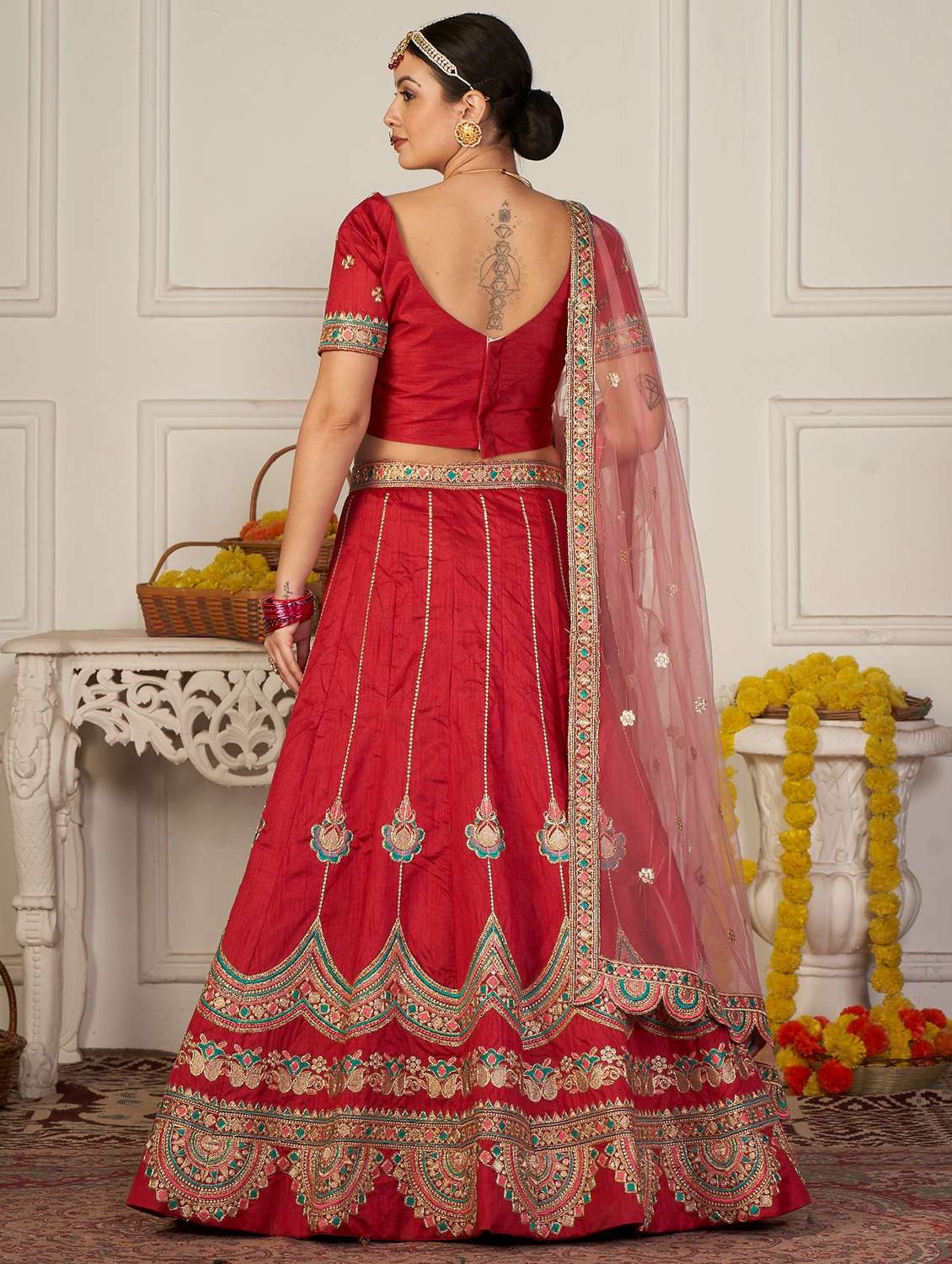 Embroidered Semi Stitched Lehenga Choli With Dupatta