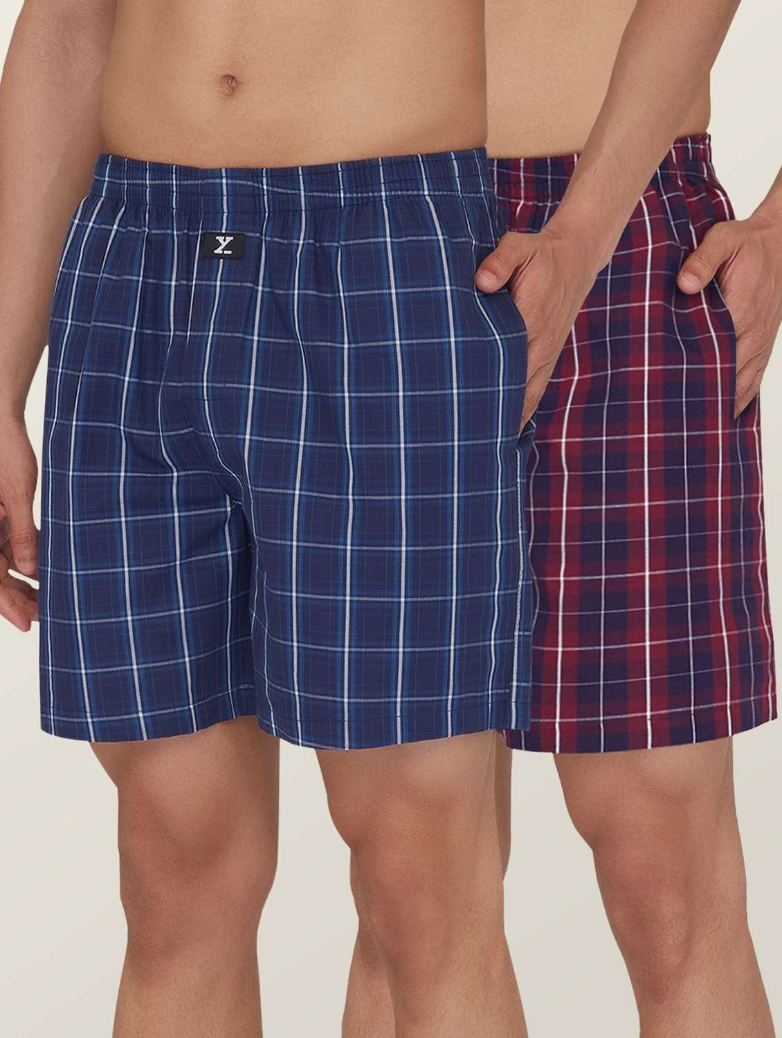 Pack Of 2 Checkered Cotton Boxer
