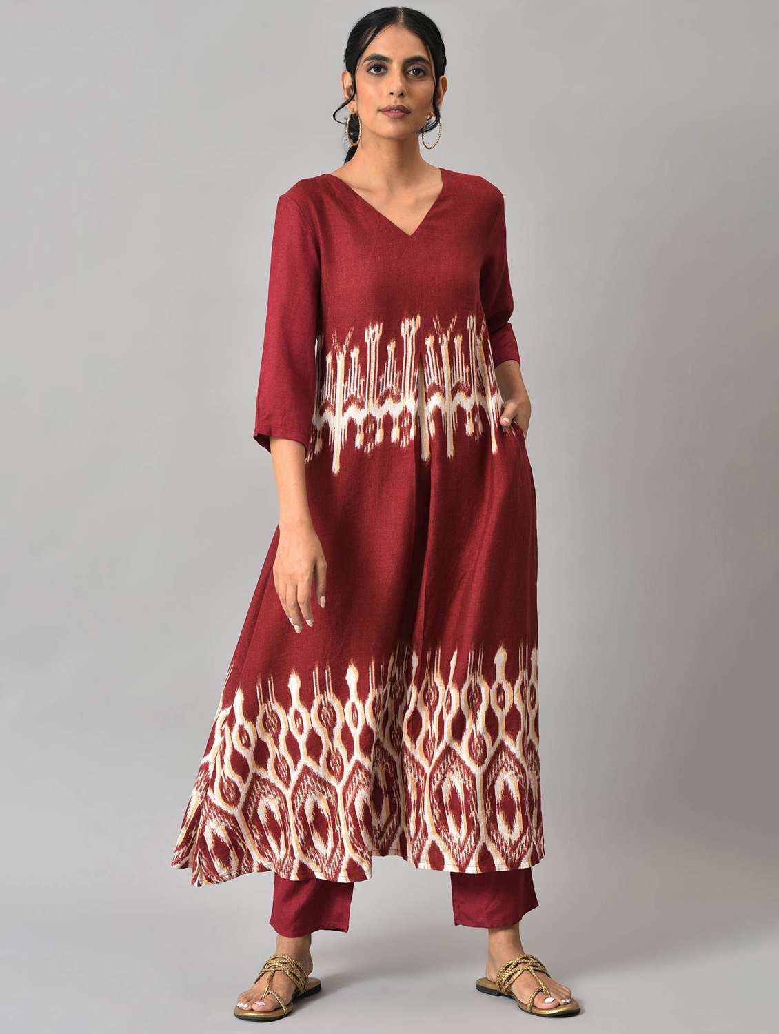 Buy online Ikat Printed Kurta Pant Set from ethnic wear for Women by W