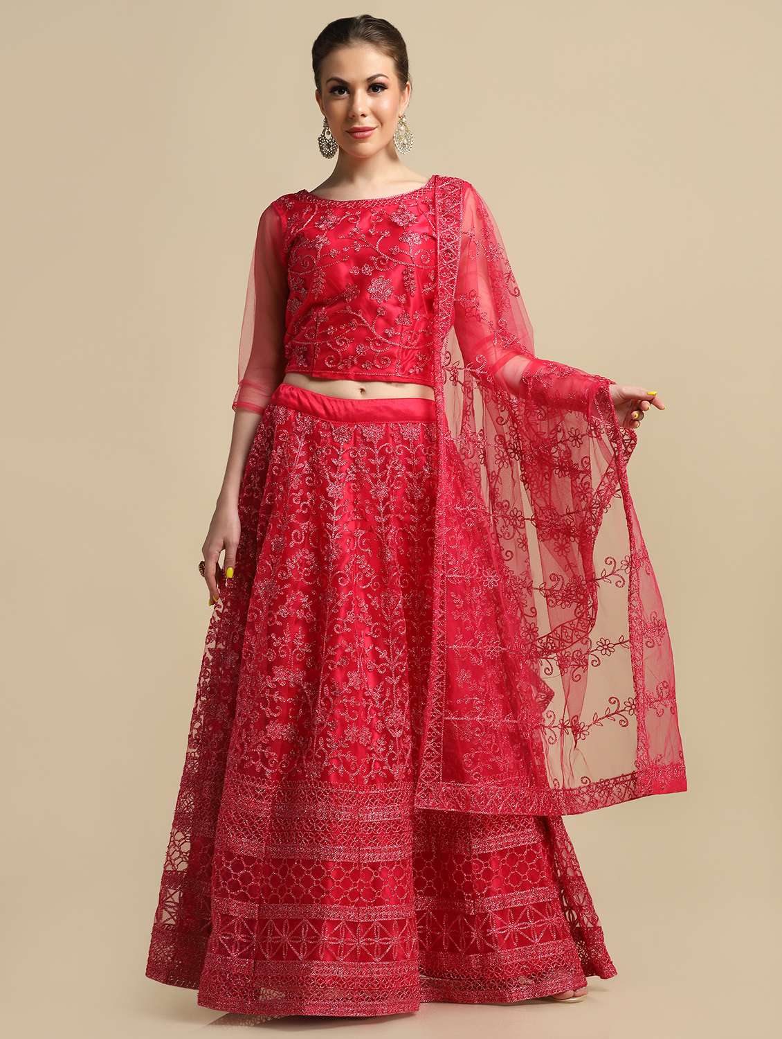 Buy online Embroidered Semistitched Lehenga Choli With Dupatta from