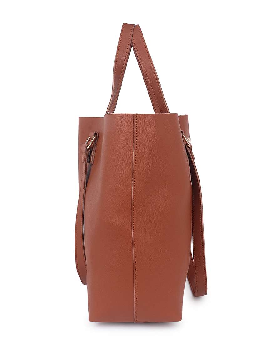 Tan Solid Regular Tote