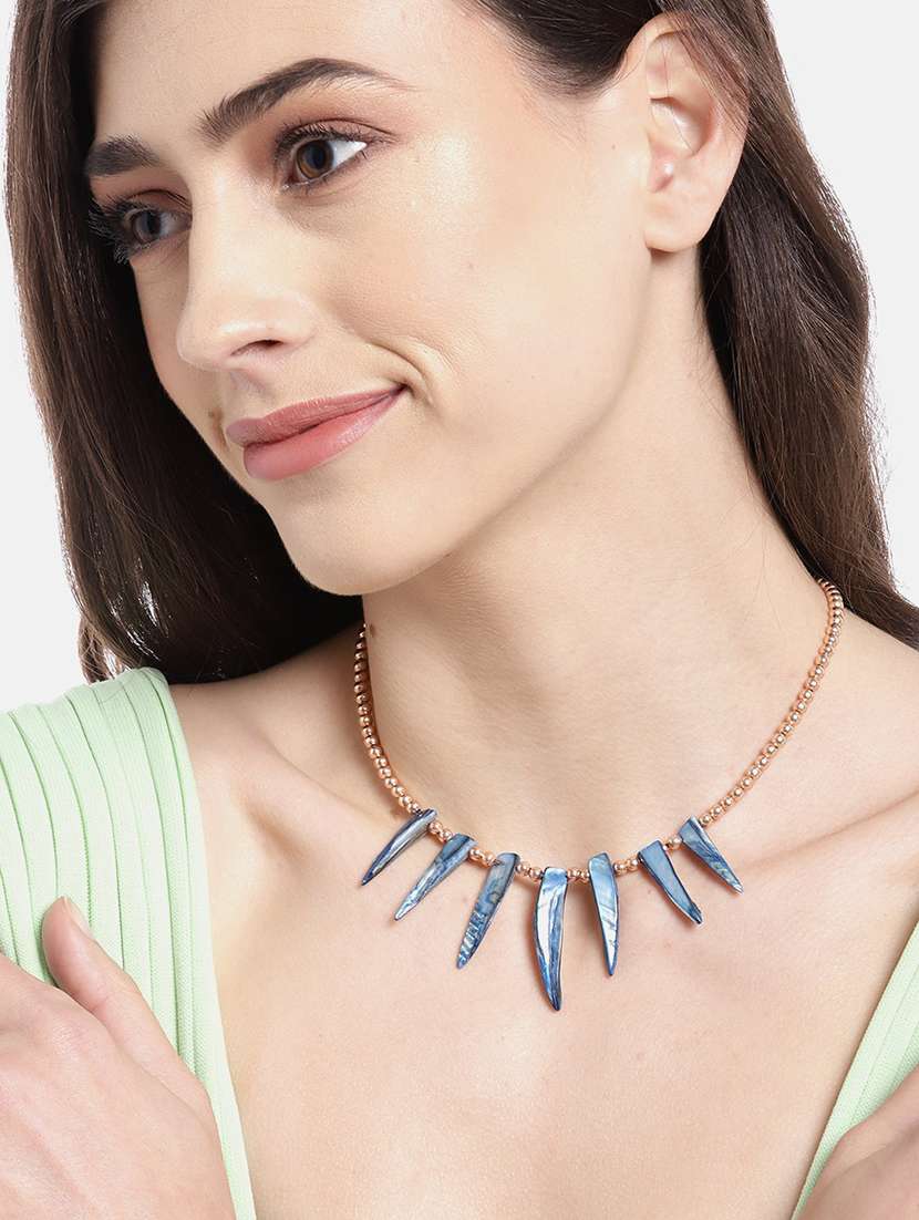 Blue Metal Choker Necklace