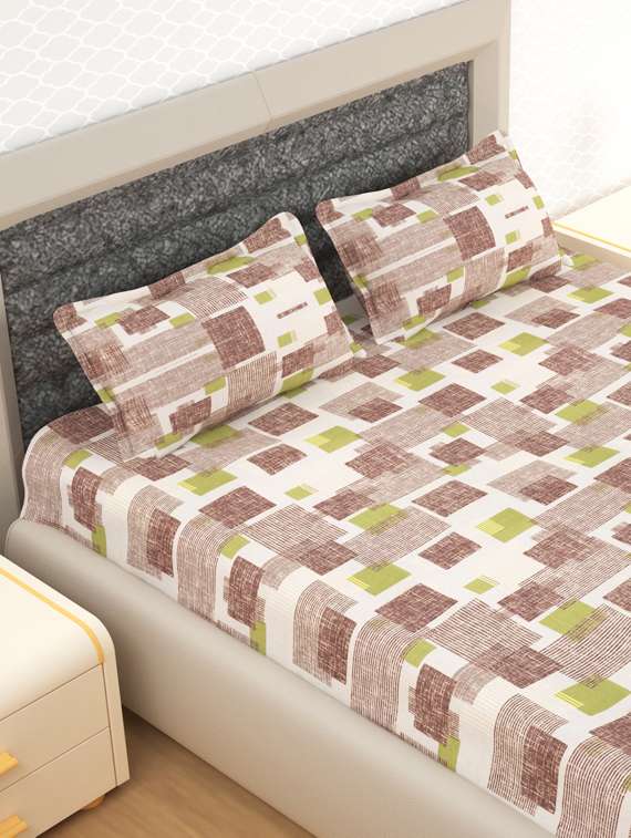 Buy online 120 Tc Rich Cotton Flat Bedsheet For Double Bed With 2