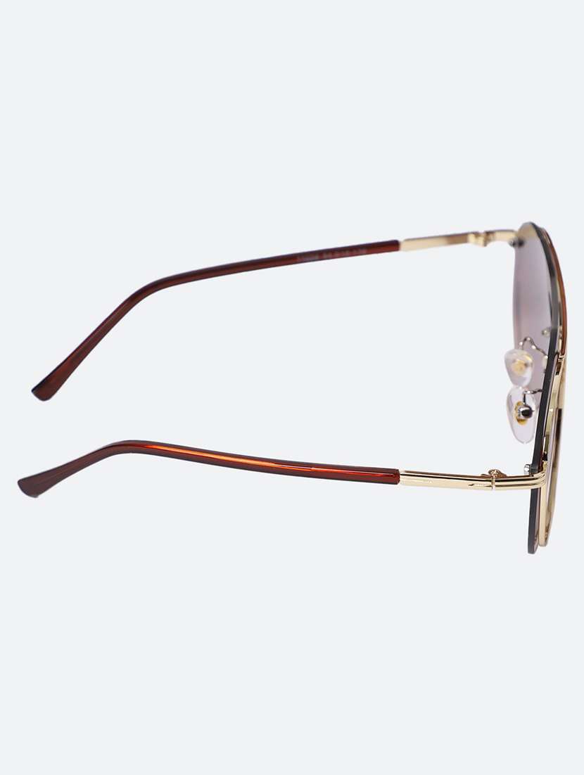 Men Round Brown Sunglasses