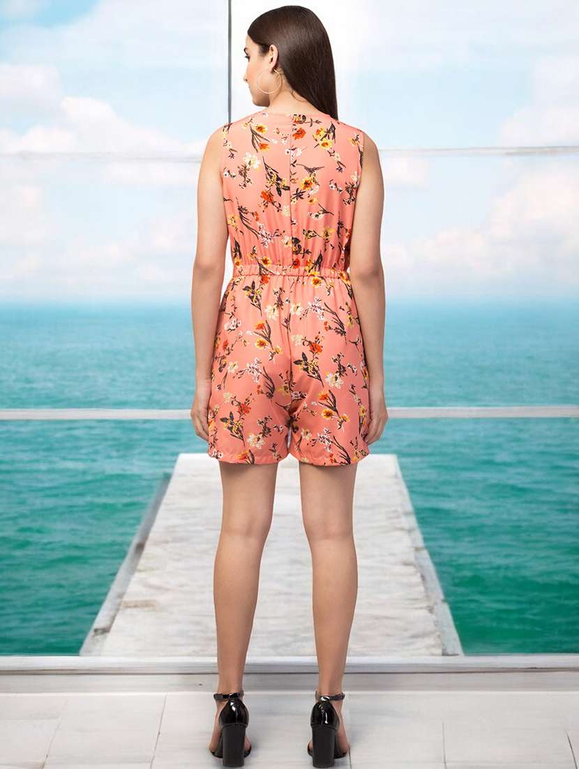 Round Neck Floral Romper 