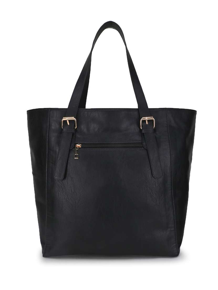 Black Solid Regular Tote