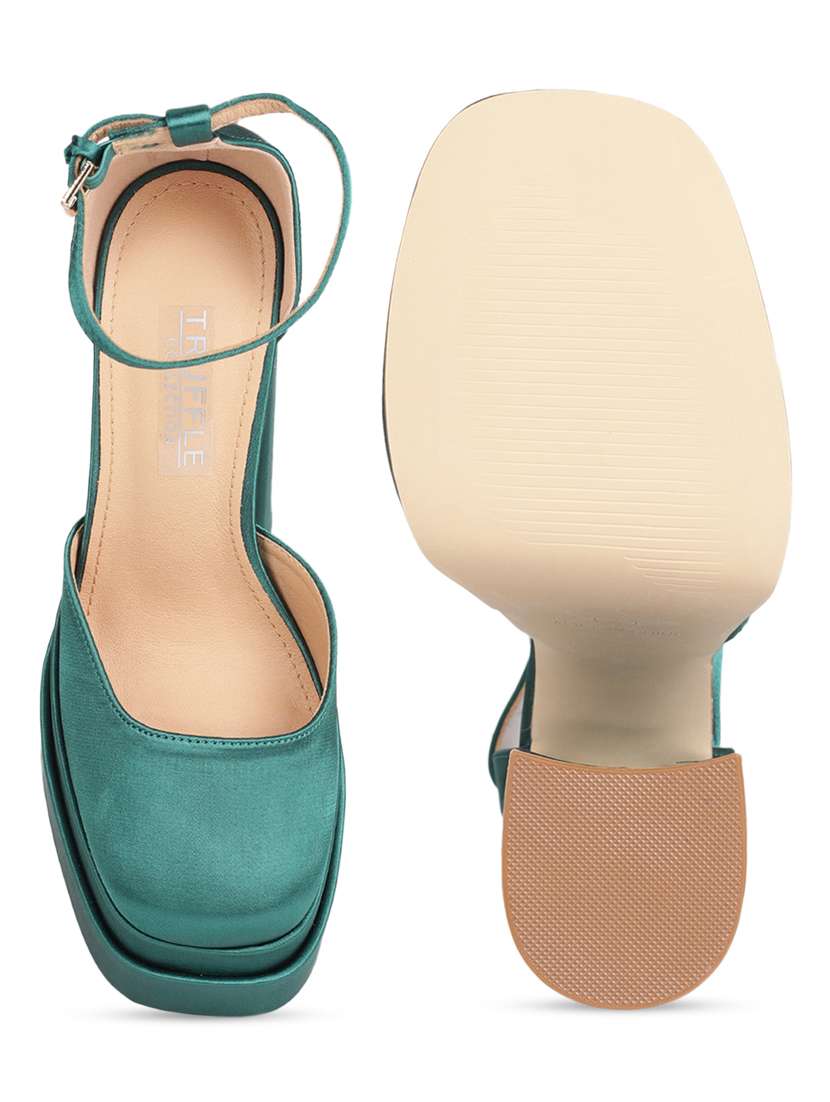 Buy online Women Green Ankle Strap Sandal from heels for Women by