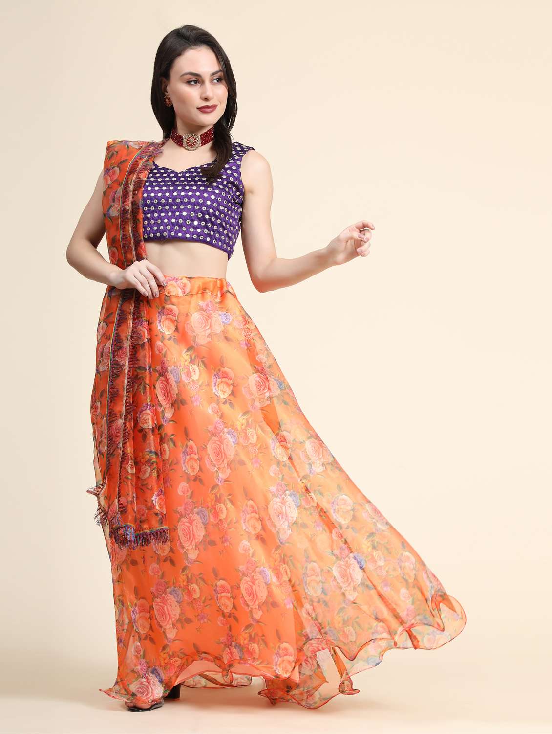 Floral Printed Lehenga Choli With Dupatta