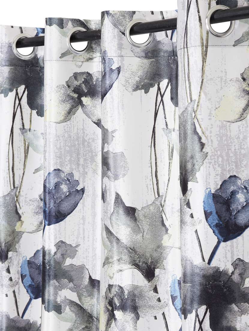 Home Sizzler Abstract Flower Polyester Semi Transparent Curtains