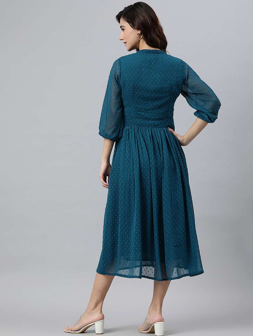 Women's Fit & Flare Self Design Dress