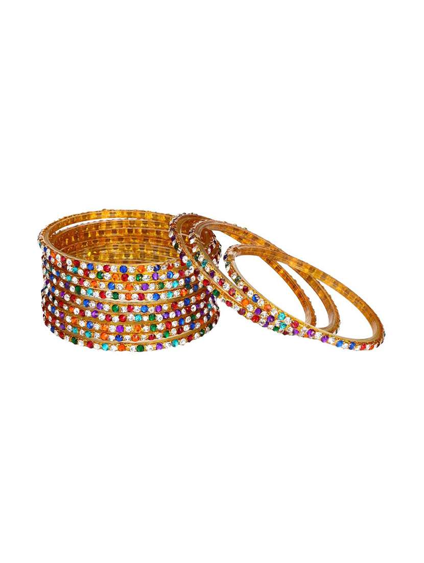 Buy online Stone Embellished Glass Bangles Combo from fashion jewellery
