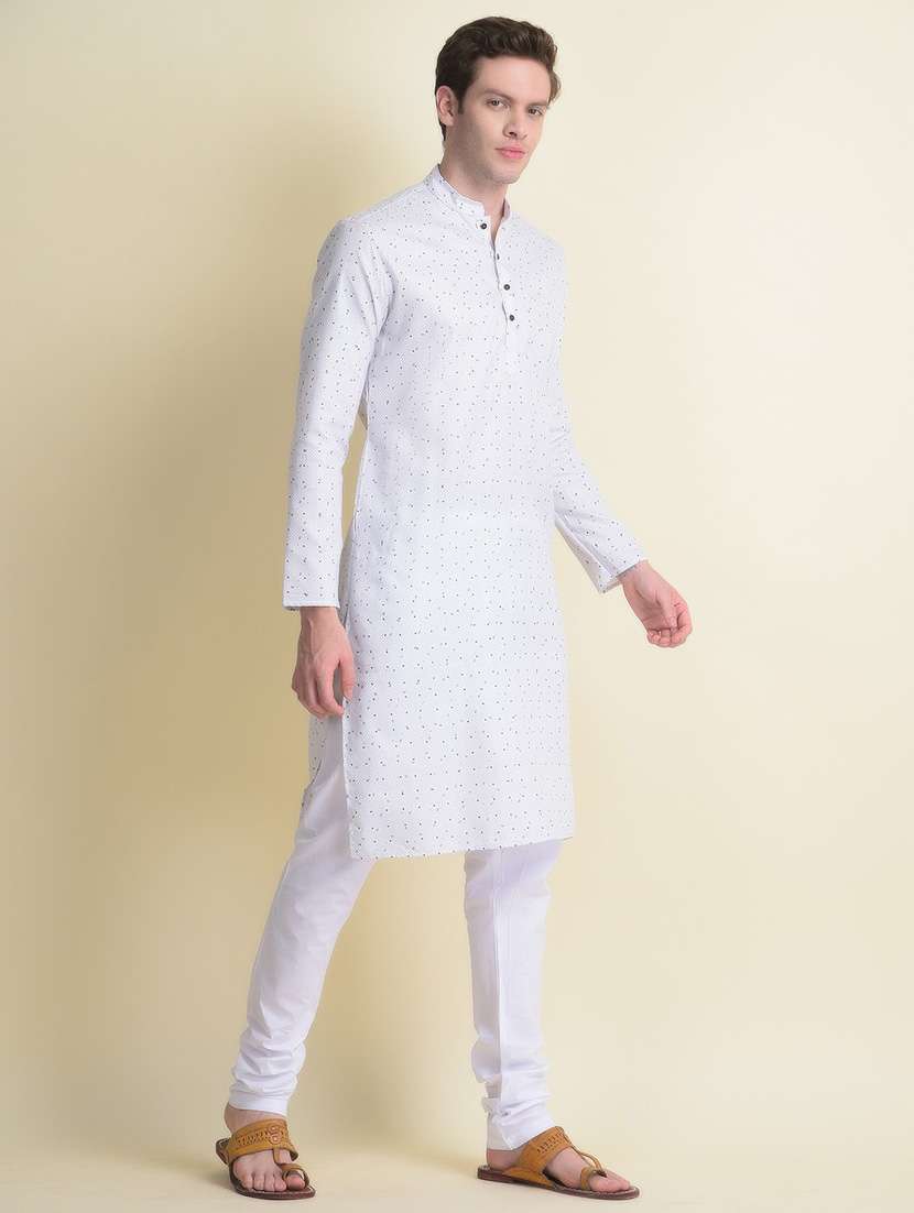 Buy online White Cotton Kurta Pyjama Ethnic Wear Set from Clothing for ...