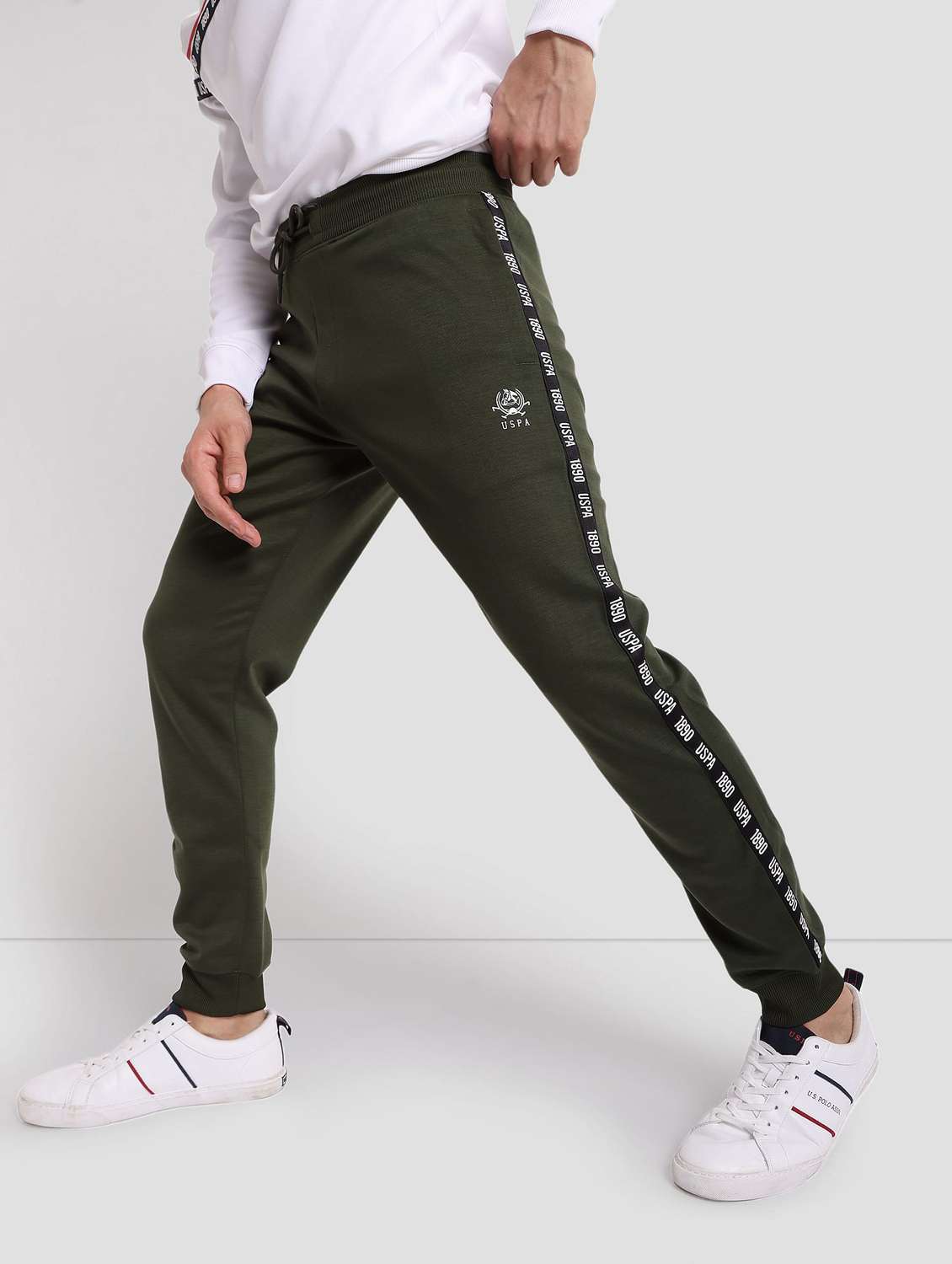 Green Polyester Joggers Track Pant