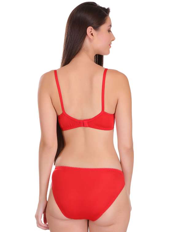 Buy online Red Lycra Bras And Panty Set from lingerie for Women by