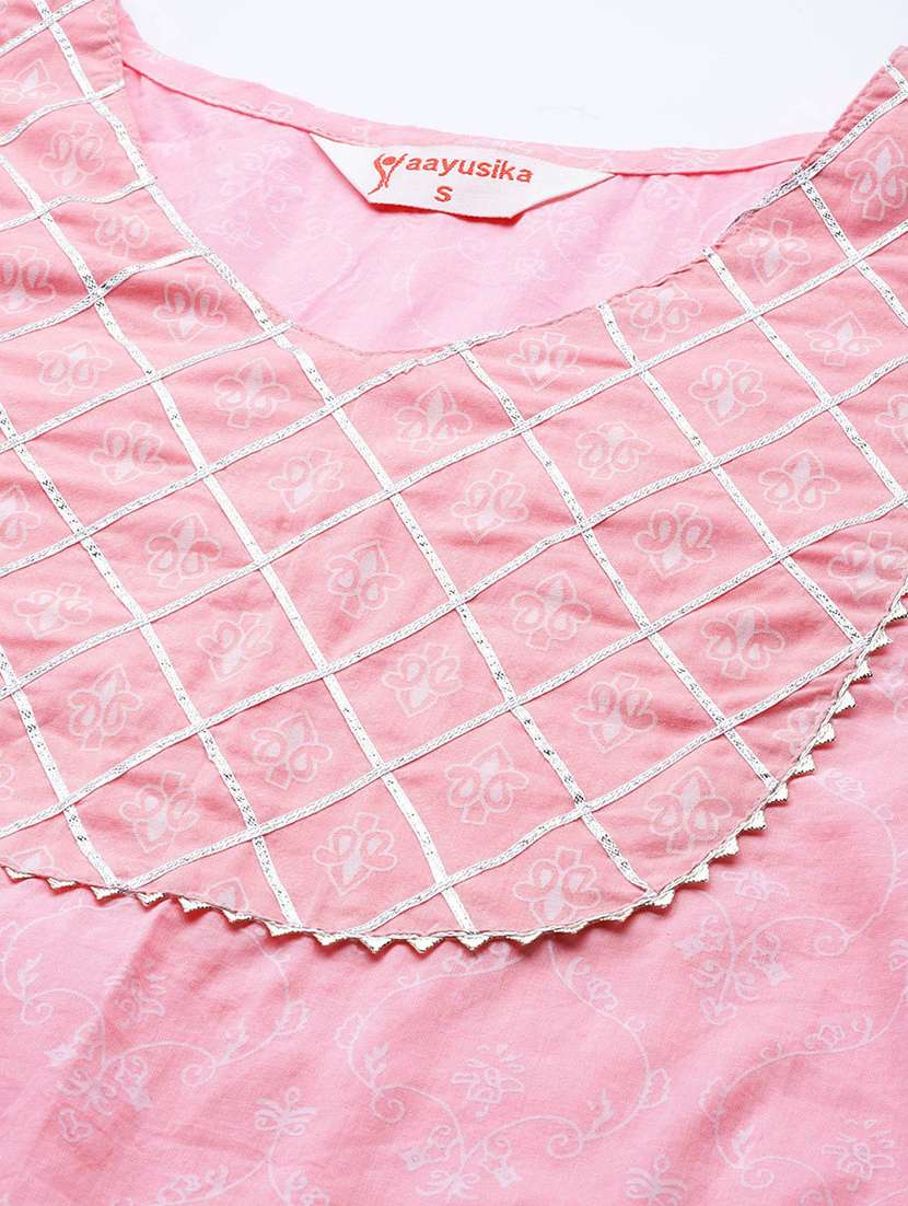Pink Printed Kurta Sharara Set