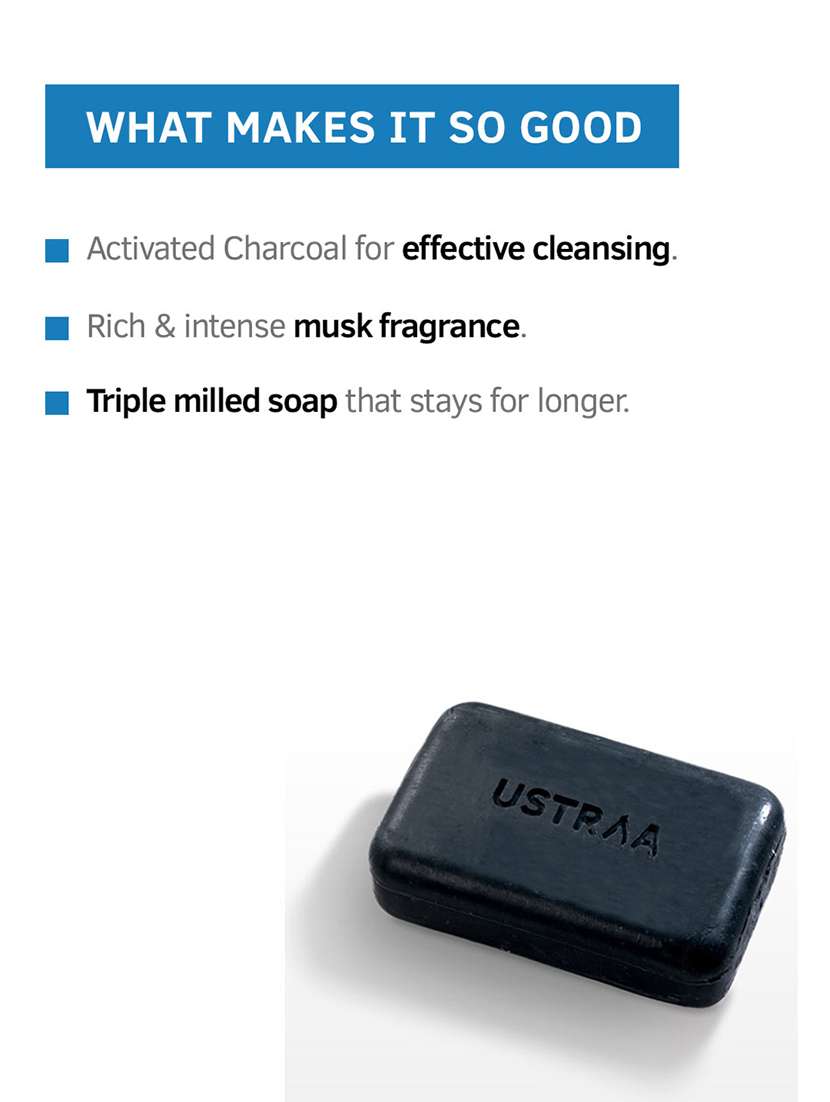 Ustraa Deo Soap Activated Charcoal 100g (Pack Of 8)