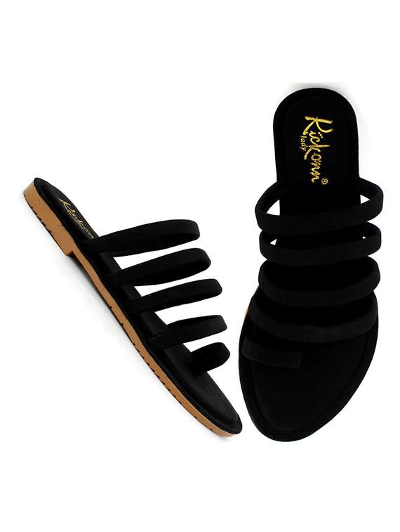 Buy online Black Slip On Sandals from flats for Women by Kickonn for